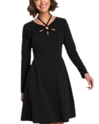Zdjęcie oferty: Piękna czarna sukienka z wiązaniem r40/42 +gratis