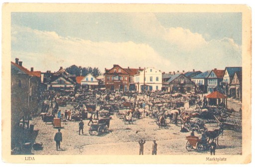 Zdjęcie oferty: BIAŁORUŚ-LIDA-1917 Rynek bazar dzień targowy konie