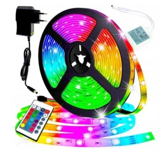 Zdjęcie oferty: Ledy RGB 5metrów +pilot/Kolorowe 