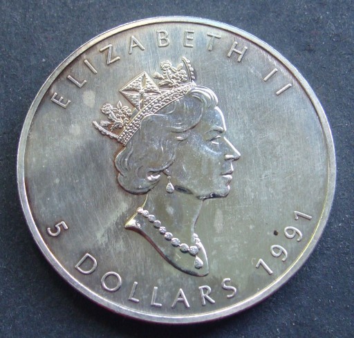 Zdjęcie oferty: Kanada 5 Dolarów 1991 - Srebro 999/1 uncja