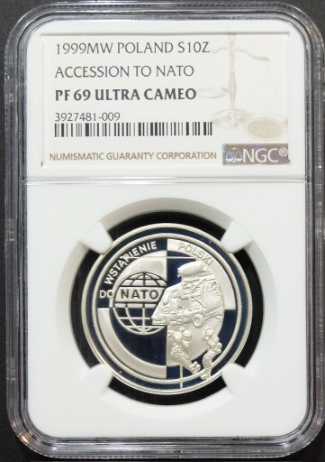 Zdjęcie oferty: 10 ZŁ 1999, WSTĄPIENIE POLSKI DO NATO NGC PF69 UC #39