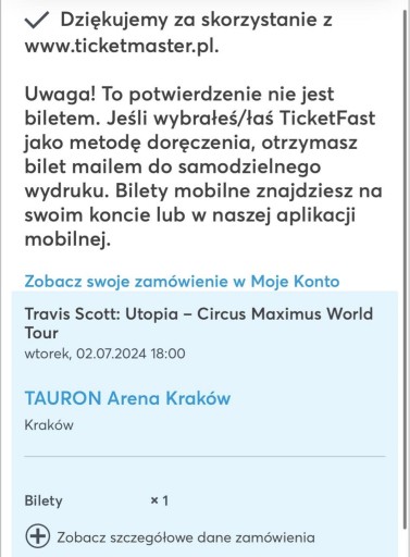 Zdjęcie oferty: Bilet Travis scoot Kraków 