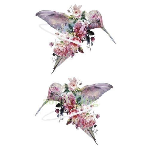 Zdjęcie oferty: Tatuaż Wodny Zmywalny Koliber Kwiaty 6 x 10,5cm