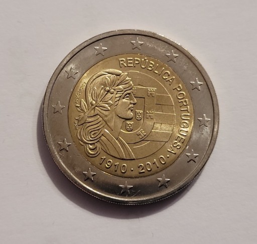 Zdjęcie oferty: 2 euro Portugalia 2010 100 lat Republiki Portugal