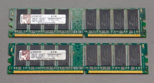 Zdjęcie oferty: Kości RAM 2 x DDR 1GB 400MHz KVR400X64C3AK2/2G