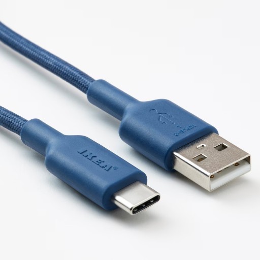 Zdjęcie oferty: Kabel IKEA LILLHULT USB-A na USB-C niebieski 1.5 m