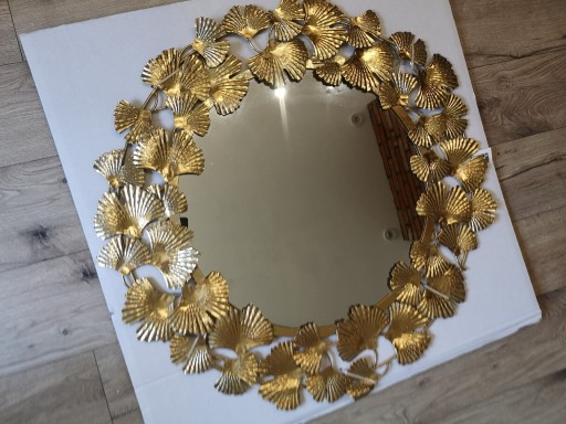 Zdjęcie oferty: Lustro ścienne, metal, szkło, złote, okrągłe 