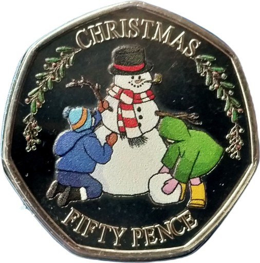 Zdjęcie oferty: Gibraltar 50p 2023 CHRISTMAS święta BAŁWAN KOLOR