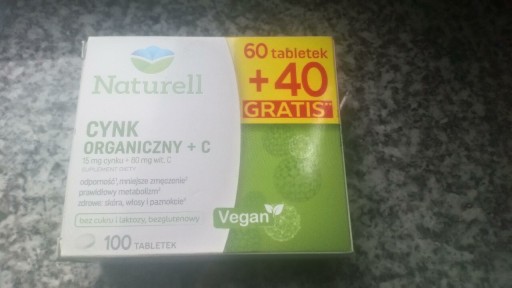 Zdjęcie oferty: Cynk Organiczny + C 100 tabs. 