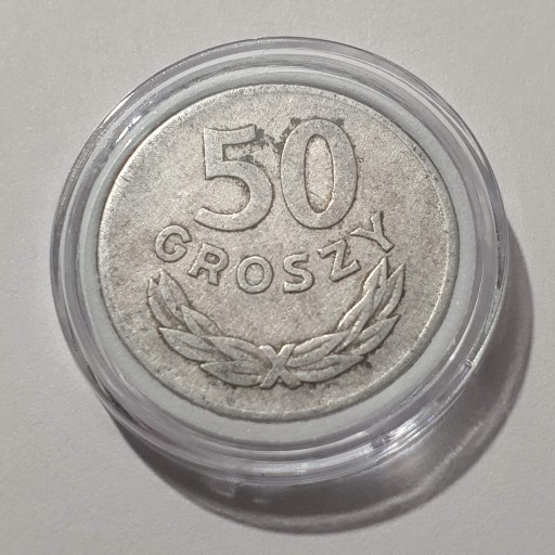 Zdjęcie oferty: 50 gr groszy 1965 Aluminium w kapslu Real foto