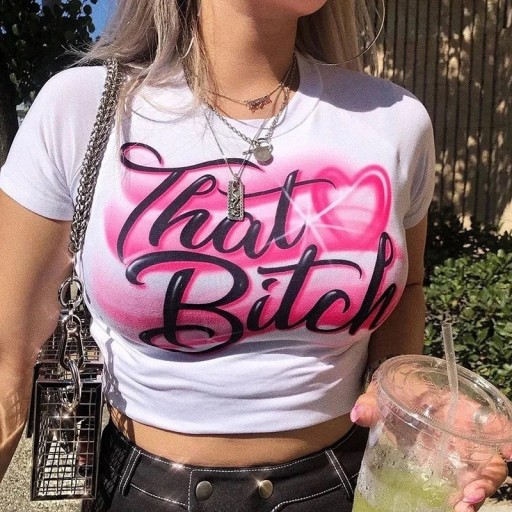 Zdjęcie oferty: Biała koszulka crop top that b*tch