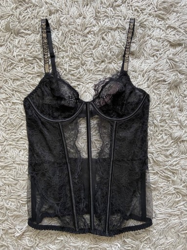 Zdjęcie oferty: Czarny gorset koronkowy shine Victoria’s Secret