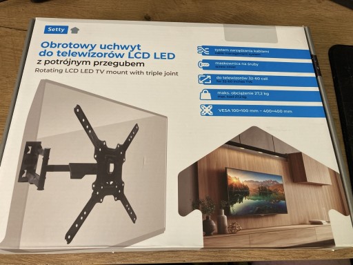 Zdjęcie oferty: Obrotowy uchwyt SETTY do telewizorów 32 - 60 cali z potr mi ójnym przegubem