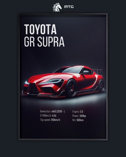 Zdjęcie oferty: Plakat Toyota GR Supra | Antyrama A3