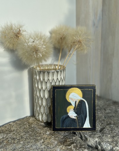 Zdjęcie oferty: Obraz ręcznie malowany Madonna z Dzieciątkiem 