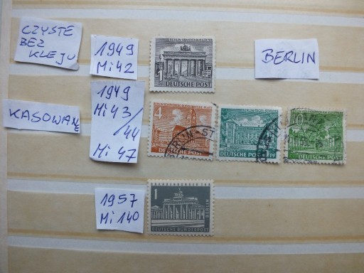 Zdjęcie oferty: 5szt.znaczki Mi42,Mi140 Niemcy 1949 BERLIN RFN BRD