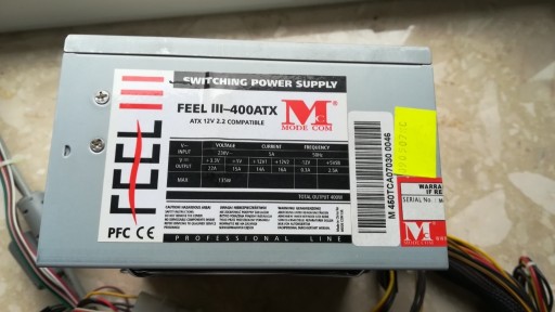 Zdjęcie oferty: Używany zasilacz ATX FEEL III 400W firmy MODE COM