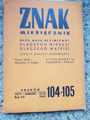 Zdjęcie oferty: Znak miesięcznik nr 104-105 Wierzę, wątpię