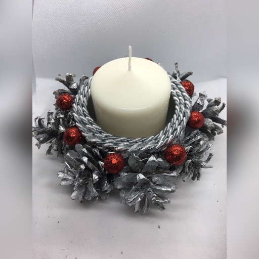 Zdjęcie oferty: Dekoracja świąteczna, srebrny świecznik 