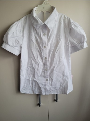 Zdjęcie oferty: Biała koszula dziewczeca z krótkim rękawem r 128