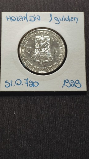 Zdjęcie oferty: 1 GULDEN HOLANDIA 1929 ROK SREBRO 0.720