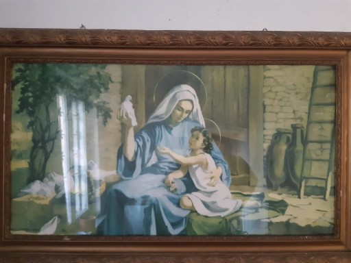Zdjęcie oferty: Stary obraz Matka Boska z Dzieciątkiem Jezus