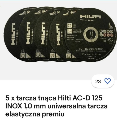 Zdjęcie oferty: 50X Tarcza do cięcia Hilti premium 