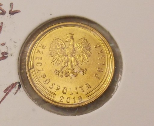 Zdjęcie oferty: 1 gr. 2019 r. DESTRUKT. Narośl przy rancie, "1". WYPRZEDAŻ o 1 zł