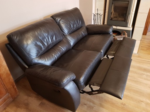 Zdjęcie oferty: Rozkładana sofa 2-osobowa skóra ciemny brąz/czarny