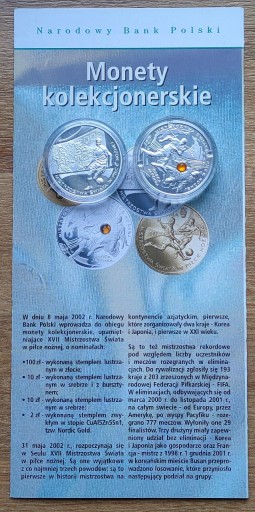 Zdjęcie oferty: 2 monety 10 zł 2002 r. Mistrzostwa Świata w Piłce 