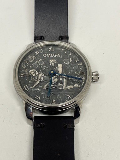 Zdjęcie oferty: Męski ekskluzywny zegarek Omega ze srebrną tarczą próby 925 typu "marriage"