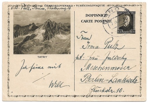 Zdjęcie oferty: Tatry, MiNr P-52, 7.IX.1933, Czechosłowacja 