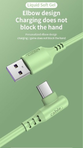 Zdjęcie oferty: KABEL 5A USB-C KĄTOWY 90° ULTRA SZYBKIE ŁADOWANIE