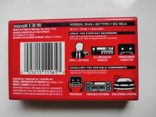 Zdjęcie oferty: Kaseta magnetofonowa Maxell UR90 (Nowa)