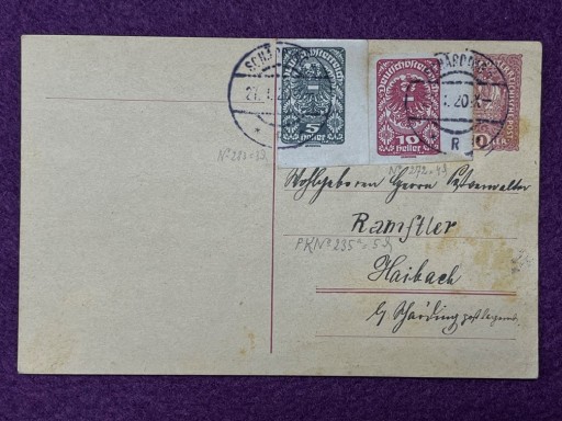 Zdjęcie oferty: 1 karta pocztowa  1920 r