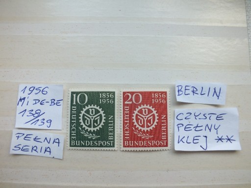 Zdjęcie oferty: 2szt. znaczki seria 138 ** BERLIN 1956 Niemcy RFN