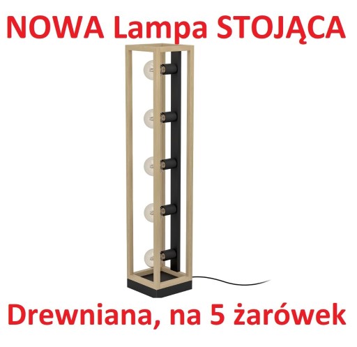 Zdjęcie oferty: Drewniana Lampa STOJĄCA podłogowa "Elgort" Czarna