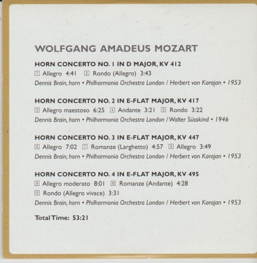 Zdjęcie oferty: MOZART Horn concertos 1-4 BRAIN, KARAJAN