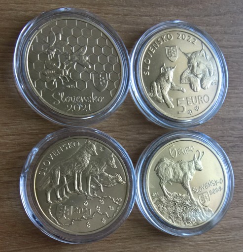 Zdjęcie oferty: 4 monety 5 euro Fauna i flora Słowacji 2021-2022