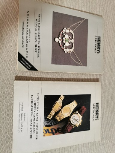 Zdjęcie oferty: 2 x katalogi aukcyjne Henry's 1990, 1994