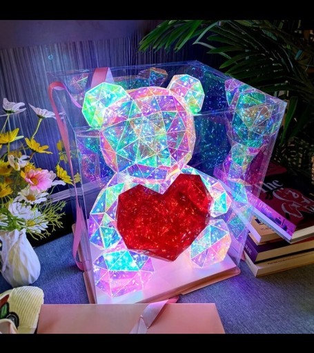 Zdjęcie oferty: Prezent na dzień matki miś z sercem LED opakowanie