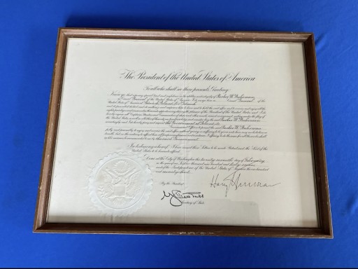 Zdjęcie oferty: Mianowanie Konsula USA w RP 1947 Truman podpis