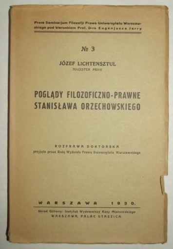 Zdjęcie oferty: Poglądy filozoficzno-prawne Stanisława Orzechowski