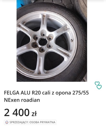 Zdjęcie oferty: FELGA ALU R20 cali z opona 275/55 NExen roadian 