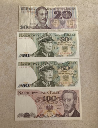 Zdjęcie oferty: Banknoty UNC 50zł 1988, 100zł 1986, 20zł 1982