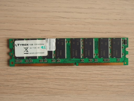 Zdjęcie oferty: Pamięć DDR 1GB 400MHz DIMM PC1-3200 TYREX DDR1
