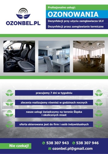 Zdjęcie oferty: Dezynfekcja - Ozonowanie oraz Zamgławianie