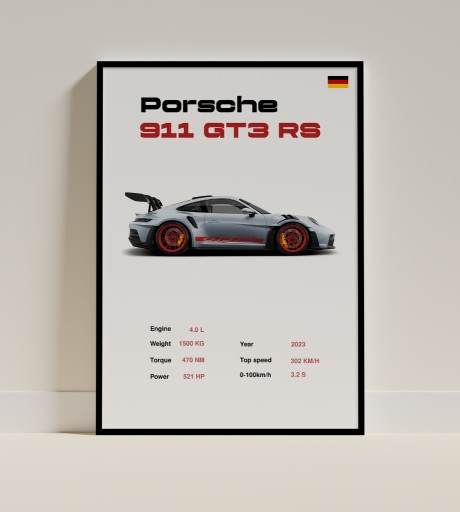 Zdjęcie oferty: Plakat Porsche 911 GT3 RS A3