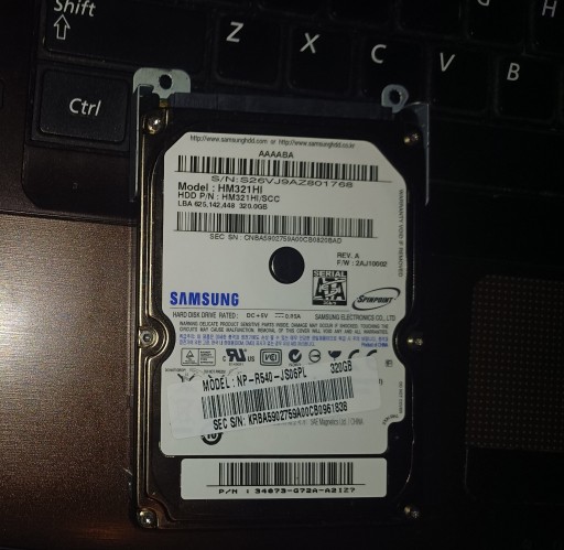 Zdjęcie oferty: Oryginalny Dysk HDD Samsung R540 320GB + Windows7 