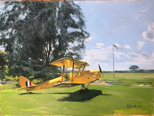Zdjęcie oferty: Obraz olejny 60x80 Kossak, de Havilland Tiger Moth